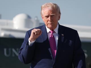  President Donald Trump walks toward reporters before answering questions prior to boarding Air Force One on April 10, 2026 at Joint Base Andrews, Maryland. President Trump is traveling to Charlottesville, Virginia. (Photo by Win McNamee/Getty Images)