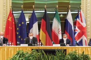 The Joint Comprehensive Plan of Action meeting held to discuss the full implementation of the Iran nuclear deal and the return of the United States to the deal in Vienna, Austria, on April 15, 2021. (Getty Images)