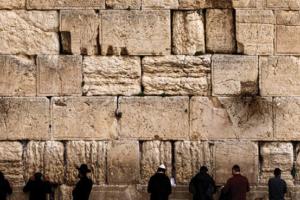 Jewish men pray at the Western Wall in Jerusalem's Old City on January 25, 2022. (Getty Images)