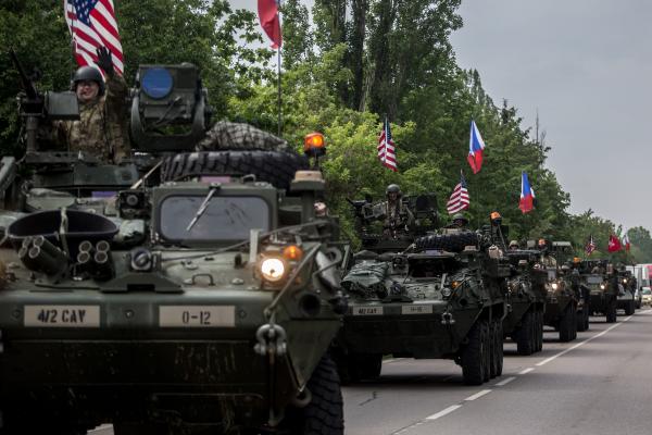 US soldiers of the 2nd Cavalry Regiment of the US Army arrive to Czech army barracks on May 27, 2016, in Prague, Czech Republic. (Photo by Matej Divizna/Getty Images)