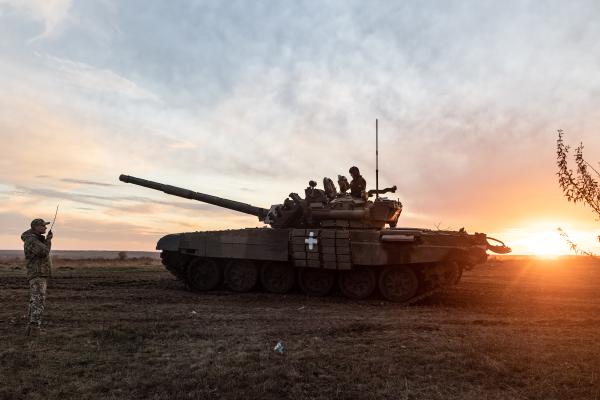 Ukrainian soldiers train in Donetsk Oblast, Ukraine, on October 29, 2023. (Diego Herrera Carcedo/Anadolu via Getty Images)