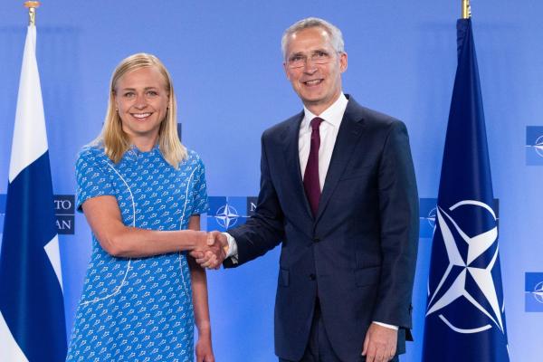 NATO Secretary General Jens Stoltenberg with the Minister of Foreign Affairs of Finland, Elina Valtonen on July 6, 2023. (NATO via Flickr)