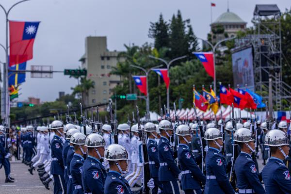 Honor guards take part in Taiwan National Day on October 10, 2023, in Taipei, Taiwan. (Photo by Annabelle Chih/Getty Images)