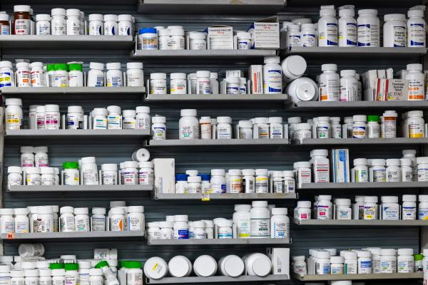 Prescription drugs are displayed at NYC Discount Pharmacy in Manhattan on July 23, 2024. (Spencer Platt via Getty Images)