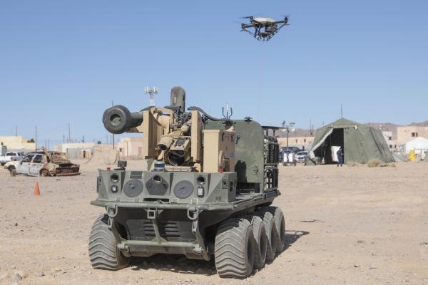 A US Army Origin autonomous weapons system operates during Project Convergence 22 experimentation on October 26, 2022, in Fort Irwin, California. (DVIDS)
