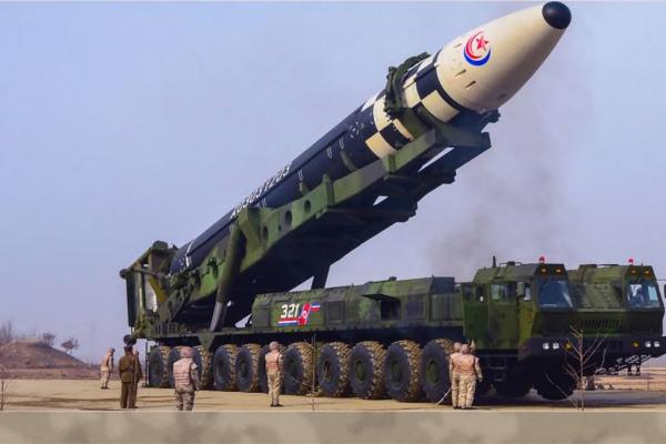 A North Korean intercontinental ballistic missile on March 24, 2022. (Photo by API/Gamma-Rapho via Getty Images)
