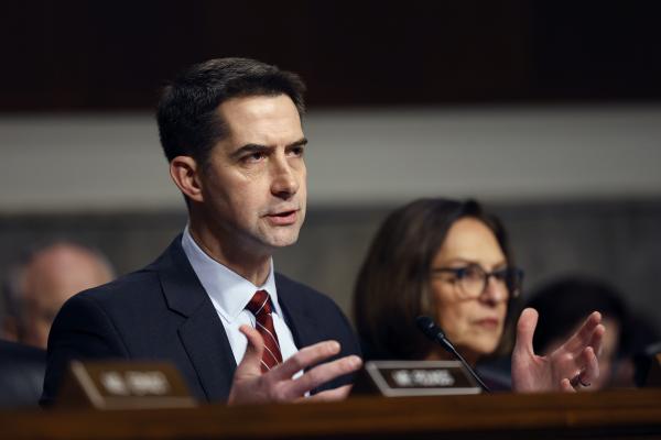 Senator Tom Cotton (R-AR) in a hearing on Capitol Hill on January 14, 2025, in Washington, DC. (Photo by Anna Moneymaker/Getty Images)