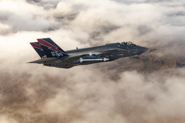 An F-35 AF-01 executes a flight science mission over the Mojave Desert on November 26, 2024. (DVIDS)