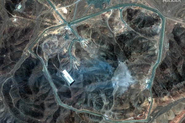 Maxar satellite imagery collected on June 22 shows extensive damage at the Fordow underground nuclear enrichment complex. (Getty Images)