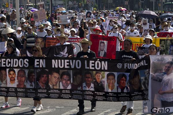 Relatives of missing persons marched in Mexico City on May 10, 2015, demanding the government provide information on the disappearance of their children (YURI CORTEZ/AFP/Getty Images)