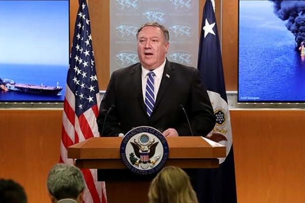 U.S. Secretary of State Mike Pompeo speaks from the State Department briefing room. (Getty Images)