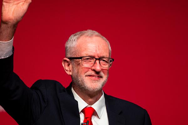  Labour leader Jeremy Corbyn gives his keynote speech to the Scottish Labour Party Conference at the Caird Hall on March 8, 2019 in Dundee, Scotland. (Getty Images)