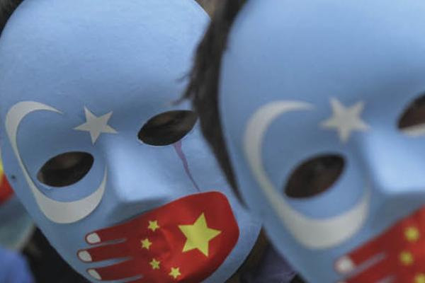 Demonstrators protest China's policies towards Uyghur Muslims and other minorities, in Jakarta, Indonesia on January 4, 2021. (Getty Images)