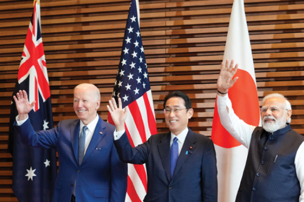 Prime Minister of Australia Anthony Albanese, President Joe Biden,  Prime Minister of Japan Fumio Kishida and Prime Minister of India Narendra Modi on May 24, 2022, in Tokyo, Japan ahead of the QUAD leaders' summit. (Zhang Xiaoyou - Pool/Getty Images)