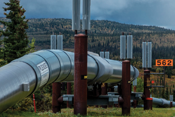 Trans-Alaska Pipeline moves crude oil from Prudhoe Bay to the ice free port of Valdez, Alaska. (Joe Sohm/Visions of America/Universal Images Group via Getty Images)