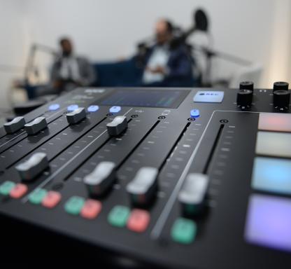 podcast mixing board