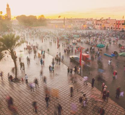 eautiful sunset in the Jemaa El Fna square in the city of Marrakech