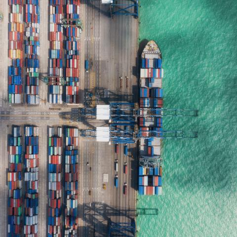 Aerial view of Guangzhou port