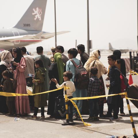 Evacuation Control Center during an evacuation at Hamid Karzai International Airport in Kabul, Afghanistan