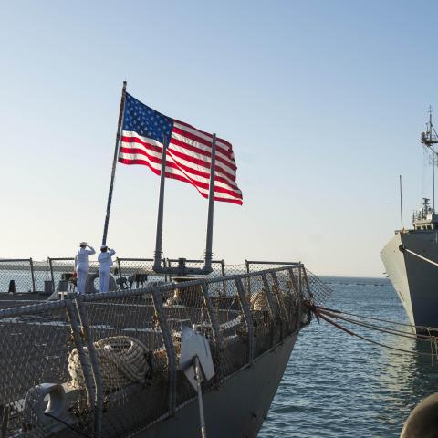 American Flag Foreign Policy Ship