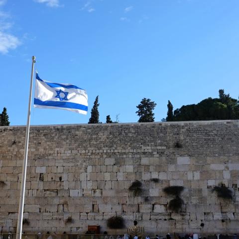 The Western Wall, part of the retaining wall which enclosed the Second Temple, built by Herod the Great in 19 BCE, destroyed by the Romans. It is 20 m high above the ground with 25 layers of stones. The larger stones are in the lower layers. Another 12 m are buried under the ground. Four fasting days are related to the destruction of Jerusalem and the two Temples: 3 Tishri, 10 Tevet, 17 Tamuz, 9 Av