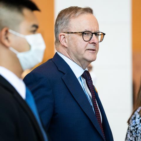 Australian Prime Minister Anthony Albanese at the APEC Leaders Dialogue on November 18, 2022, in Bangkok, Thailand. (Lauren DeCicca via Getty Images)