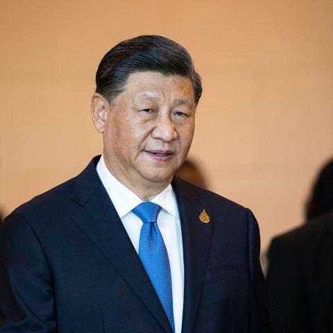 BANGKOK, THAILAND - NOVEMBER 19: President Xi Jinping of China enters the APEC Economic Leaders Sustainable Trade and Investment meeting at he Queen Sirikit National Convention Center on November 19, 2022 in Bangkok, Thailand. Thailand is hosting the APEC meetings this year, w
