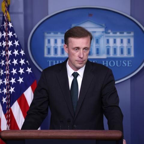 WASHINGTON, DC - AUGUST 17: White House National Security Advisor Jake Sullivan listens to a question during a press conference in the James Brady Press Briefing Room of the White House on August 17, 2021 in Washington, DC. Sullivan attended the briefing with White House Press Secretary Jen Psaki and provided an update on the U.S. operations in Afghanistan following the Taliban taking control of the country. (Photo by Anna Moneymaker/Getty Images)