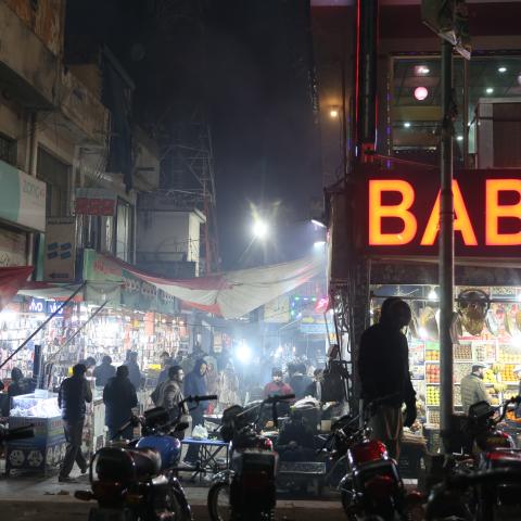 A view of stores and markets ahead of their closing time on January 5, 2023, in Islamabad, Pakistan, after the government decided to close stores at 8:30 p.m. to conserve energy as economic woes mount. (Muhammed Semih Ugurlu/Anadolu Agency via Getty Images)