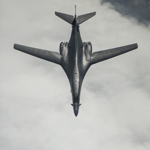 A US Air Force B-1B Lancer flies over the East China Sea on January 9, 2018. (US Air Force photo by Peter Reft)