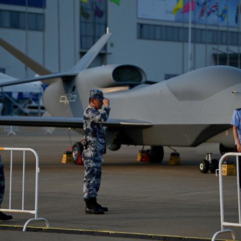 A People's Liberation Army Air Force WZ-7 high-altitude reconnaissance drone in Guangdong, China, on September 27, 2021. (Noel Celis/AFP via Getty Images)