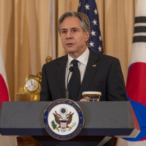 Secretary of State Antony J. Blinken participates in a signing ceremony and holds a joint press availability with Republic of Korea Foreign Minister Park Jin at the Department of State in Washington, D.C., on February 3, 2023. [State Department photo by Ronny Przysucha/ Public Domain]