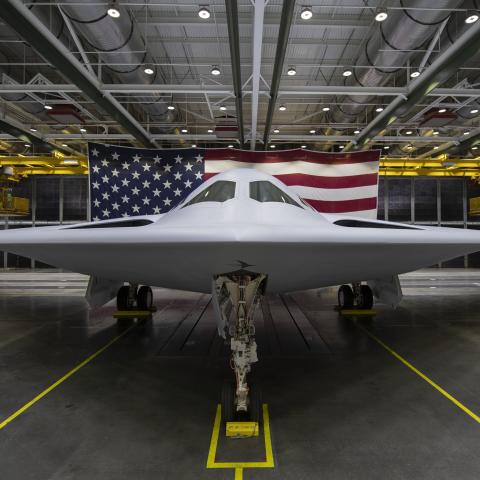 The B-21 Raider was unveiled to the public at a ceremony December 2, 2022 in Palmdale, Calif. Designed to operate in tomorrow's high-end threat environment, the B-21 will play a critical role in ensuring America's enduring airpower capability. (U.S. Air Force photo)