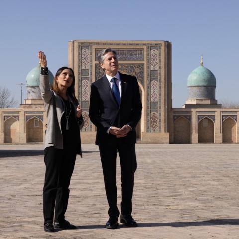 Secretary of State Antony J. Blinken visits the Khast-Imam in Tashkent, Uzbekistan, on March 1, 2023. [State Department photo by Chuck Kennedy/ Public Domain]