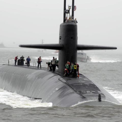 The Ohio-class ballistic-missile submarine USS Alaska returns to its homeport at Naval Submarine Base Kings Bay in Georgia on November 14, 2018. (DVIDS)