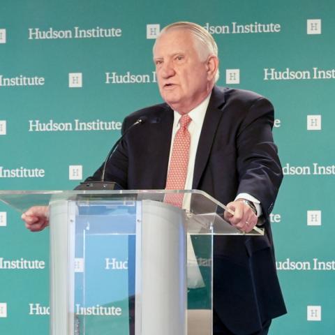 John P. Walters takes part in a debate at Hudson Institute in Washington, DC, on April 24, 2023. (Madeline Mills/Hudson Institute)