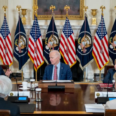 Joe Biden holds a meeting with his science and technology advisors at the White House on April 4, 2023, in Washington, DC. (The White House via Flickr)