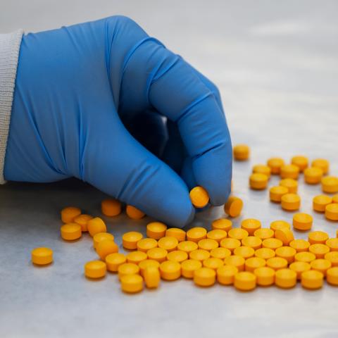 A Drug Enforcement Administration chemist checks confiscated powder containing fentanyl at the DEA Northeast Regional Laboratory in New York on October 8, 2019. (Don Emmert/AFP via Getty Images)