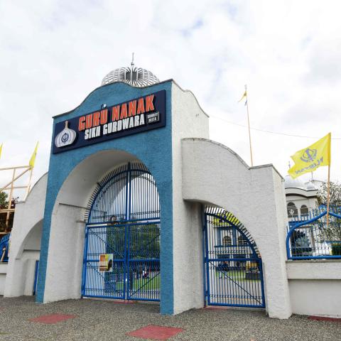 The Guru Nanak Sikh Gurdwara temple in Surrey British Columbia, Canada, on September 19, 2023. (Don MacKinnon/AFP via Getty Images)