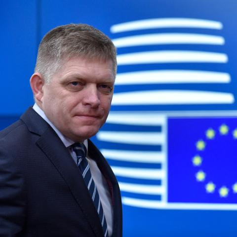 Slovakia's Prime Minister Robert Fico arrives for a Central Europe's so-called Visegrad Four group meeting in Brussels on December 14, 2017. (John Thys/AFP via Getty Images)