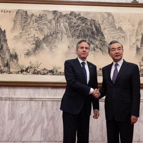 Secretary of State Antony J. Blinken meets with China's Director of the Office of the Central Foreign Affairs Commission Wang Yi at the Diaoyutai State Guesthouse in Beijing on June 19, 2023. (Department of State via Flickr)