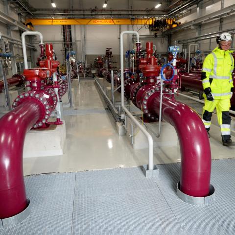 This photo taken on November 5, 2019 shows a compression station of the Balticconnector marine gas pipeline in Inga (Inkoo), Finland. Finnish President Sauli Niinisto said on October 10, 2023 that a leak leading to the shutdown of a natural gas pipeline from Estonia to Finland this weekend was probably caused by "external activity." The Finnish government is to hold a press conference later on October 10 to inform about the Balticconnector marine gas pipeline leak in the Gulf of Finland. (Photo by Mikko Sti