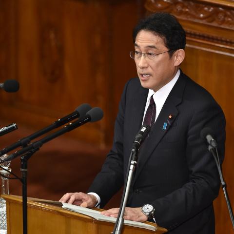 Japanese Foreign Minister Fumio Kishida delivers his policy speech during a plenary session of the House of Representatives at the Diet in Tokyo on January 22, 2016. (KAZUHIRO NOGI/AFP via Getty Images)