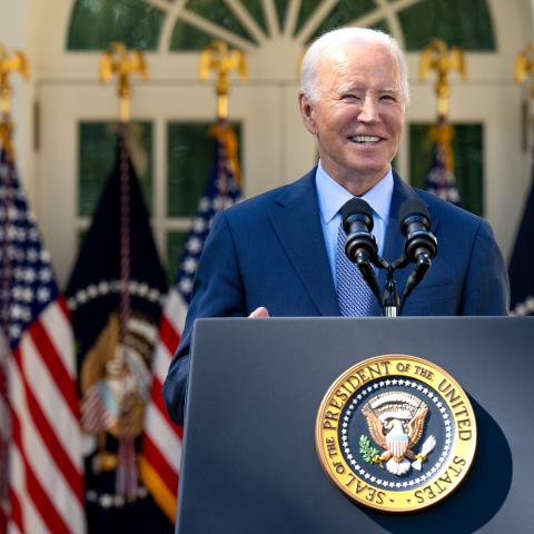President Joe Biden on October 11, 2023, in the White House Rose Garden. (Official White House Photo via Flicker)
