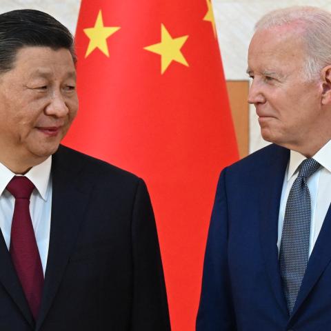 United States President Joe Biden and China's President Xi Jinping meet on the sidelines of the G20 Summit in Nusa Dua on the Indonesian island of Bali on November 14, 2022. (Saul Loeb/AFP via Getty Images)t