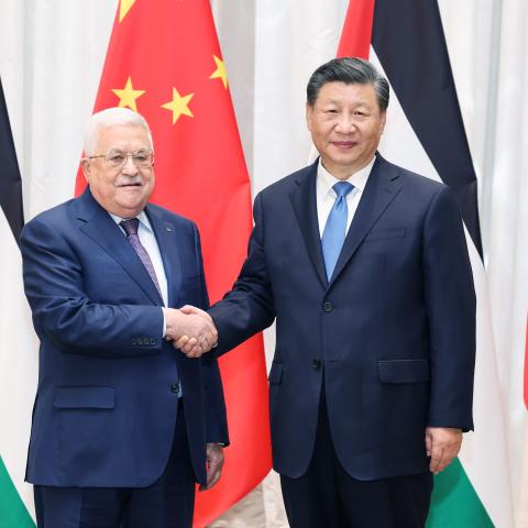 Chinese President Xi Jinping meets with Palestinian President Mahmoud Abbas in Riyadh, Saudi Arabia, on December 8, 2022. (Photo by Yao Dawei/Xinhua via Getty Images)