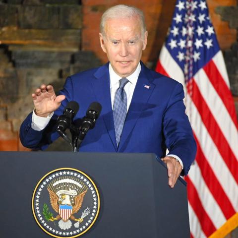President Joe Biden speaks during a press conference following his bilateral meeting with President Xi Jinping ahead of the G20 summit on November 14, 2022, in Nusa Dua, Indonesia. (The Asahi Shimbun via Getty Images)