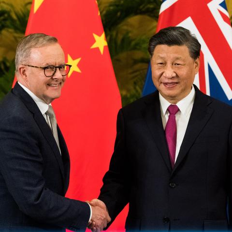 Australian Prime Minister Anthony Albanese meets with President of the People's Republic of China, Xi Jinping in Bali, Indonesia, on November 15, 2022. (James Brickwood/Sydney Morning Herald via Getty Images)