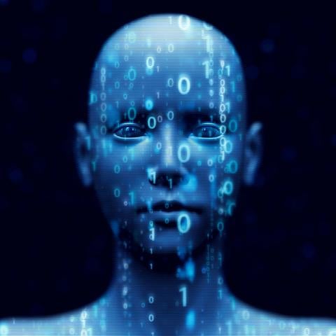 Human AI robot with flowing binary. (Yuichiro Chino via Getty Images) 