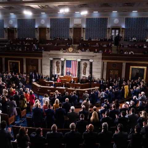 Speaker of the House Mike Johnson addresses the House chamber of the the US Capitol on October 25, 2023. (Tom Williams/CQ-Roll Call, Inc via Getty Images)